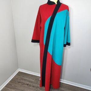 Vintage Vanity Fair 70s Vintage Robe Womens Size Med Zip Long Maxi colorblock